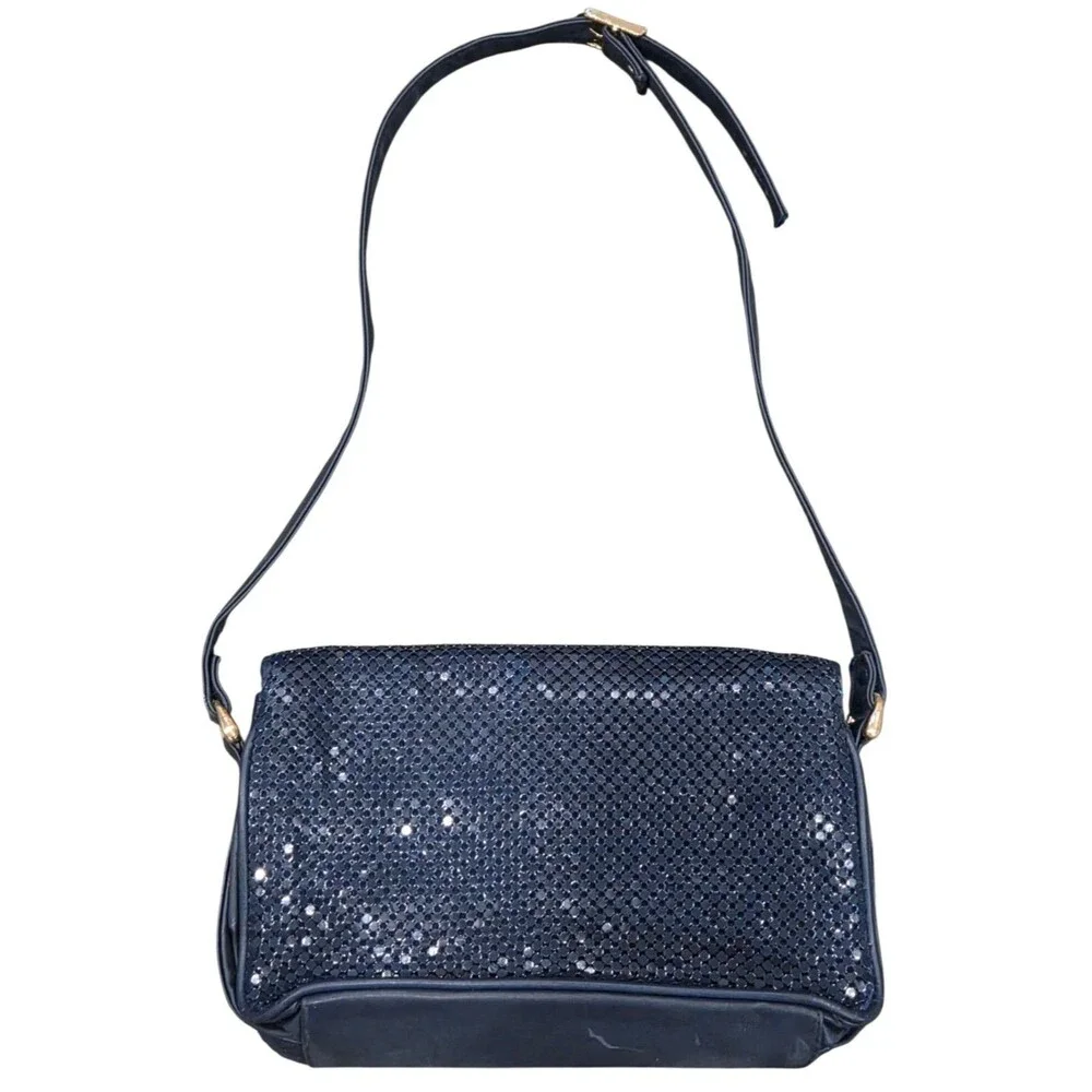 Vintage 70s/80s Whiting and Davis MCM Black Metal Mesh Shoulder Bag